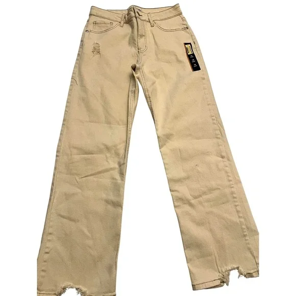 Art Class Baggy Jeans Mens 16 Off White Distressed Frayed Hem Relaxed Fit 90s - Picture 1 of 8